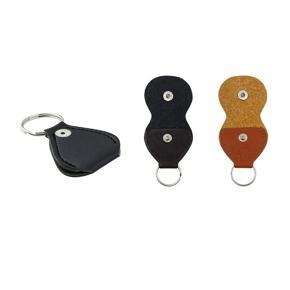 BRADOO- 1x Key Chain Guitar Picks Holder & 2x Guitar Picks Holder Case Leather Keychain Plectrum Key Fob Cases Bag (Black,Brown)