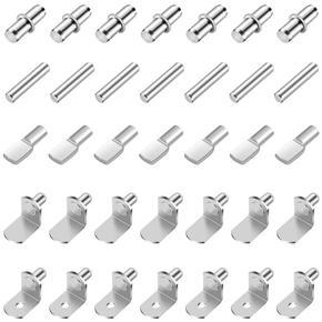 86 Pieces 5 Styles Shelf Pins Kit,Nickel Plated Shelf Bracket Pegs, Cabinet Furniture Shelf Pins Support for Shelf Holes