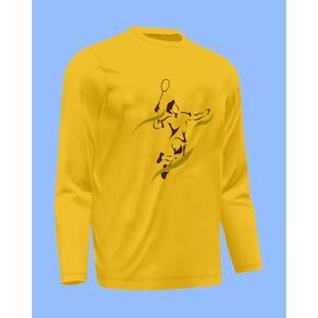 Badminton 8 Yellow  long Sleeve T-Shirt For Men