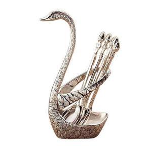 Spoon Set With Swan Stand - Silver