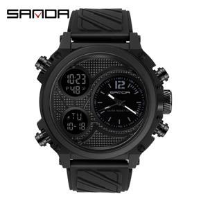 SANDA Brand New Men's Fashion Leisure Luxury Sports Multifunctional Outdoor Dual Display Waterproof Electronic Men's Watch