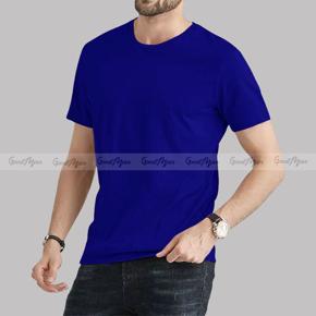 Premium Quality Solid Blue Color Cotton Short Sleeve T-Shirt for Men.