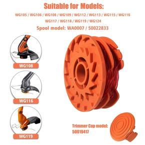 Trimmer Spool for Worx-6 * String Trimmer Spool Line
2 * Cap Covers-Orange