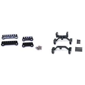 BRADOO- 4 Pcs Shock Absorbers Extension Seat Bracket & 1 Set RC Car Metal Pull Rod Base Seat Axle Up Servo Bracket