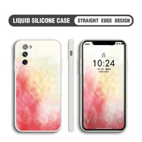 Hontinga for Samsung S20FE Case Watercolor Gradient Liquid Soft Square Silicone Phone Case Shockproof Protection Rubber Cover