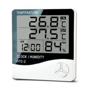 HTC 2 Digital LCD Temperature Meter Humidity Thermometer Hygrometer Home Weather Station Indoor Outdoor Probe Sensor with Alarm Clock HTC-2