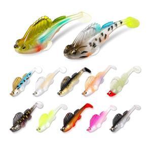 12 Pieces Bass Fishing Jig Lure Weedless Fishing Lures Swimbaits Soft Fishing Baits with Hook for Freshwater Saltwater
