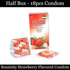 Sensinity Condom - Strawberry Flavored Condom - Half Box (6 Pack Contains 18pcs Condom)