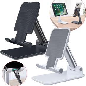 (GEARBEST) Essager Desk Mobile Phone Holder Stand For iPhone 12 11 iPad Adjustable Metal Desktop Tablet Holder Universal Table Cell Phone Stand-WHITE