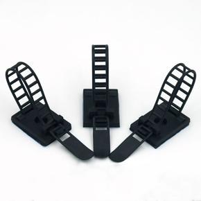 Promotion 20Pcs Black Sticky Adjustable Wire Ties Cable Clips Clamp Plastic Self Adhesive Cable Ties Fix Holder Clips