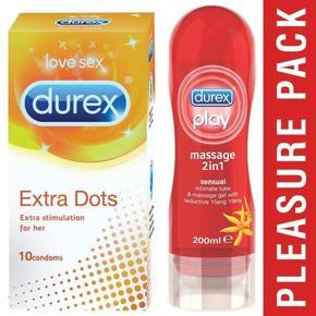Pleasure Pack (Durex Sensual 200ml, Extra Dots - 10 Pieces)