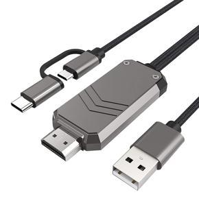 Adapter Cable for Phone to TV, Type C/Micro-USB to HDMI-Compatible Adapter 1080P to HDMI-Compatible Converter