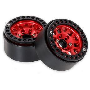 XHHDQES 8PCS 1.9 Metal Beadlock Wheel Hub Rim for 1/10 RC Crawler Axial SCX10 90046 AXI03007 Traxxas TRX4 RedCat D90,Red