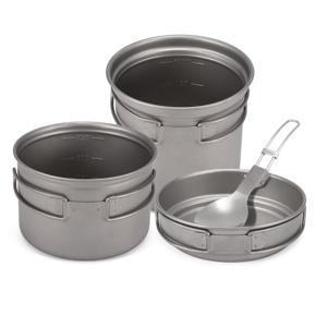 Camping Titanium Cookware Set 1000ml 750ml Pot Pan Spoon Set for Outdoor Camping Hiking Backpacking Picnic Cooking Equipment