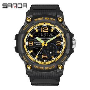 SANDA Brand Men's Outdoor Luxury Leisure Sports Fashion LED Multi-function Men's Waterproof Electronic Watch