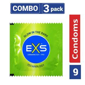 EXS - Glow In The Dark Condom - Combo Pack - 3 Packs - 3x3=9pcs (Made in UK)