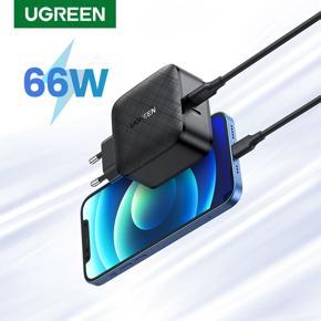 UGREEN 66W PD Charger Quick Charge 4.0 3.0 Type C Power Delivery Dual USB Charger Portable 2 Ports USB C Fast Charger For iPhone 12 ,X,Max, iPad Pro 2020,Macbook Pro, Macbook Air, Xiao 10 Pro, 10/9/8,