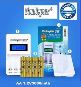 Doublepow 4 slots DP-K98 Intelligent Rapid LCD Charger with 4pcs DP-1.2V AA 3000mA Ni-MH Rechargeable Batteries