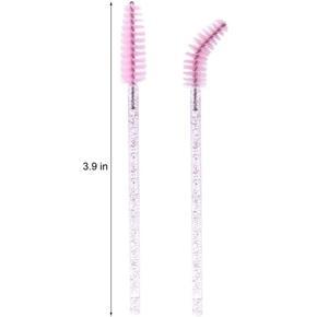 XHHDQES 300Pcs Disposable Crystal Rod Eyelash Brush Portable Eyelash Curler Makeup Brush (Pink)