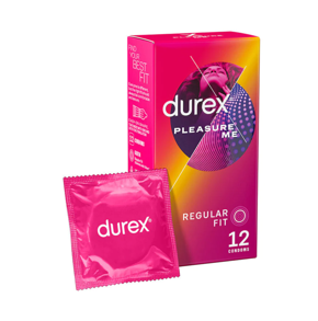Durex Pleasure Me Regular Fit Dotted & Ribbed for Extra Stimulation Latex Condoms - 12pcs per Pack (China)