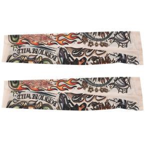 ARELENE 2X Heart Skull Stretchy Temporary Tattoo Arm Sleeve Stocking for Child