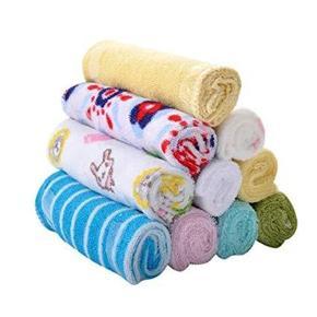 HarnezZ Premium Quality Baby Cotton Washcloths  Napkin Hankies Multi-Colorful Soft Cotton Towels Unisex ( Random Colors ) - Pack of 8 pcs