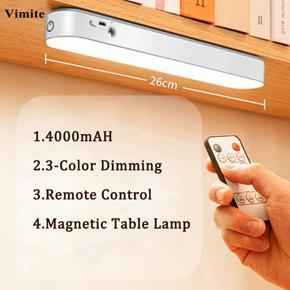 Vimite LED Remote Control Night Light USB Rechargeable Table Lamp Eye Protection Magnetic Dimming Bedside Lights for Bedroom Room Dormitory Lighting