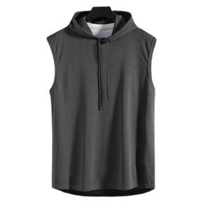 Men T-shirt Eye-catching Sleeveless Hooded Men T-shirt Top