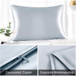 Both Sides Natural Pure Mulberry Silk Pillowcase for Hair and Skin, 600 Thread Count 50X75cm-Silver Gray