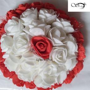 Artificial Flower Khopa For Women Red & White Color - 1 pc