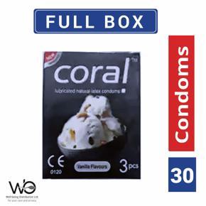 Coral - Vanilla Flavors Lubricated Natural Latex Condom - Full Box - 3x10=30pcs