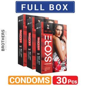 SKORE - NOT-OUT Climax Delay With Raised Dots Condom - Large 10 Pcs Combo Pack - 3x10=30pcs