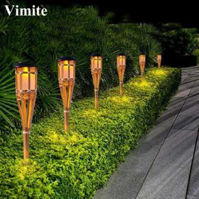Vimite LED Solar Flame Light Outdoor Waterproof Intelligent Sensing Garden Light for Walkway Lawn  Flame/Warm