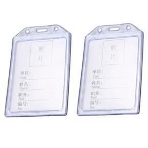 ARELENE 2X PVC Vertical Name Tag ID Work Exhibition Badge Card Holder Clear Blue