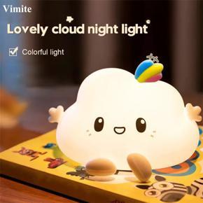 Vimite Cute Cloud Night Light LED Battery Operation Color Room Light Decoration Bedroom Eye Protection Baby Sleeping Bedside Table Lamp for Kids Boy Girl Birthday Gift Christmas