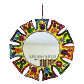 Round Mirror -Cloth Noksi Mirror. Handcrafted Exclusive Wall Mirror.AlM02