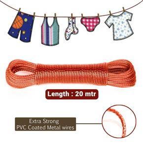 20 mteres Clothine rope, Wet Cloth Laundry Rope Pvc Coated Metal Cloth Drying Wire, Hanging line