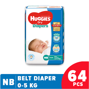 Huggies Dry Diapers New Born (0-5 Kg) 64pcs