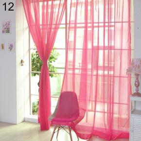 2 Pcs Pure Color Tulle Door Window Curtain Drape Panel Sheer Scarf Valances