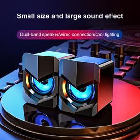 SADA D-158 Mini Desktop Computer Speaker Super Bass Subwoofer 3.5mm Wired Music Player Soundbox USB Powered Home Speakers with light/no light Subwoofer for Cellphone Laptop Universal