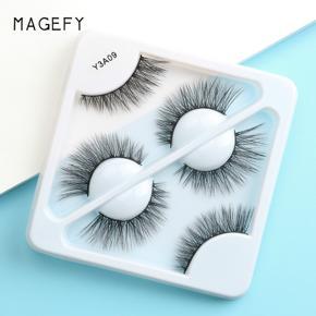 MAGEFY 3 Pair 3D Mink Eyelashes Fluffy Dramatic Eyelashes Makeup Wispy Mink Lashes Natural Long False Eyelashes Y3A09