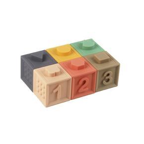 6-piece Set Soft Plastic Embossed Blocks Babies Teether Kids Educational Toys