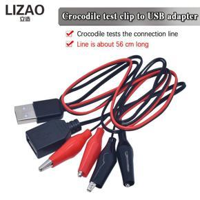 60cm Alligator Test Clips Clamp to USB Male Female Connector Cable Crocodile Electrical Clip Power Supply Extension Wire Adapter