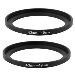 ARELENE 2X 43mm to 49mm Metal Step Up Filter Ring Adapter for Camera