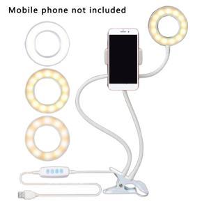 1 Pcs Phone Live Grip Three-Speed Adjustment Fill Light Rotating Folding Clip - White