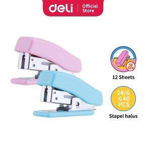 Deli E0303 Mini Stapler - Blue / Pink