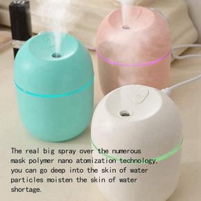 ARELENE 2X Air Humidifier USB Small 220Ml Mini Portable Cool Mist Diffuser for Bedroom Office Desk Car Aroma Atomizer,White