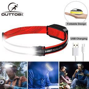 Outtobe Headlamps COB Headlight Wide Beam Head Lighting Waterproof Headlamp Flas-hlight Camping Fishing Outdoor Hiking Headlamp with Red Taillight