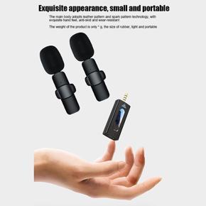 K35 Dual Mic Wireless Microphone Record Lavalier Mic on Live Streaming For Android Mobile 3.5mm Male port K35 2 IN 1