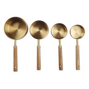 Measuring Spoons Set Wood Handle Stainless Steel Measuring Scoop Baking Tool Kit Kitchen Accessories 1